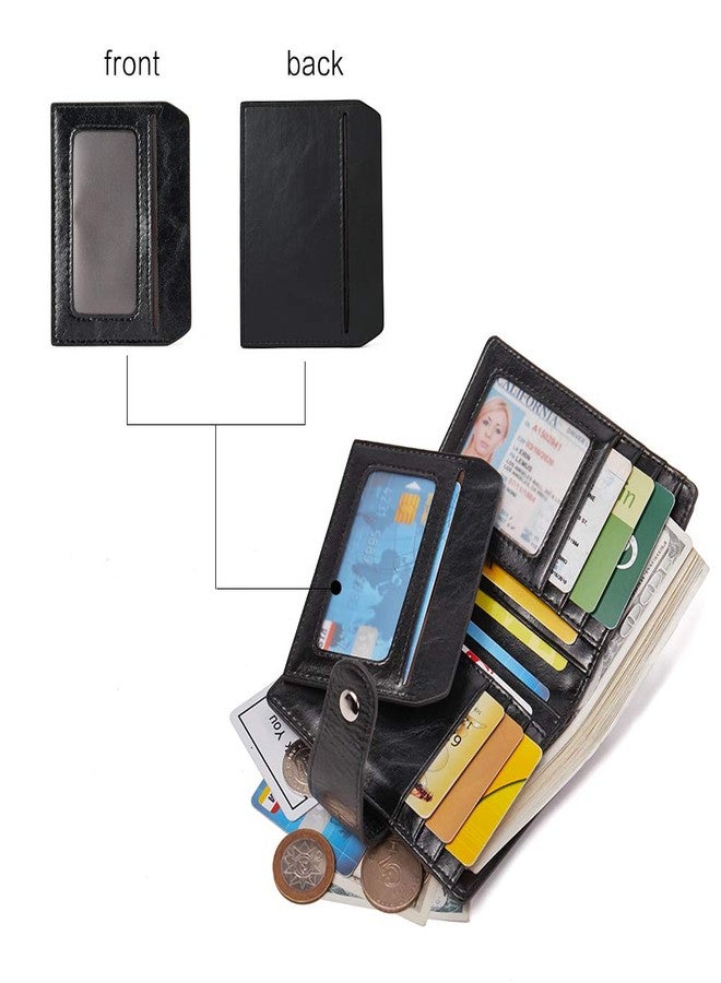 BOSTANTEN Women Leather Wallet RFID Blocking Small Bifold Zipper Pocket Wallet Card Case Purse with ID Window, 1-black, small 4.72" x 3.93" x 0.78", Rfid Wallet - Image 2