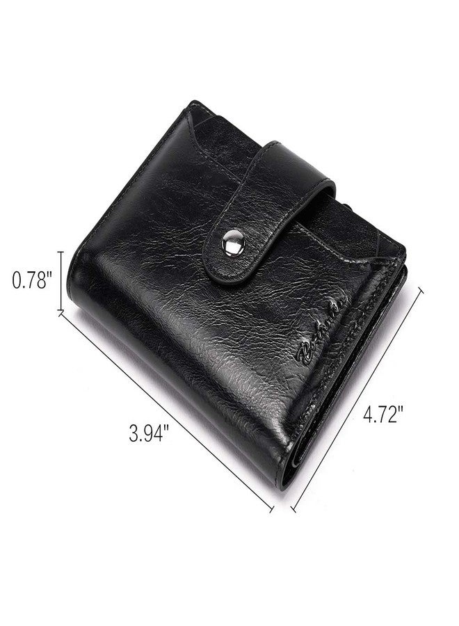 BOSTANTEN Women Leather Wallet RFID Blocking Small Bifold Zipper Pocket Wallet Card Case Purse with ID Window, 1-black, small 4.72" x 3.93" x 0.78", Rfid Wallet - Image 4