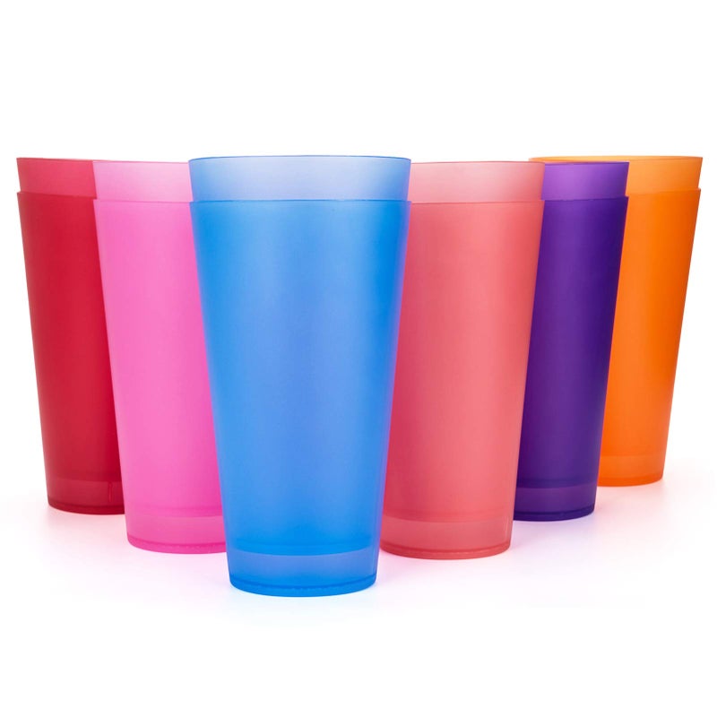 KXWARE 32ounce Plastic TumblersLarge Drinking GlassesParty CupsIced Tea Glasses Set of 126 Assorted Colors Unbreakable Dishwasher Safe BPA Free