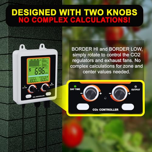 DANOPLUS CO2 Controller Dual Outlets Carbon Dioxide Controller for Grow Room, Two Smart Plugs Automatically Control Regulators and Fans, NDIR Sensor and Display CO2 Chart, Temp, RH - Image 3