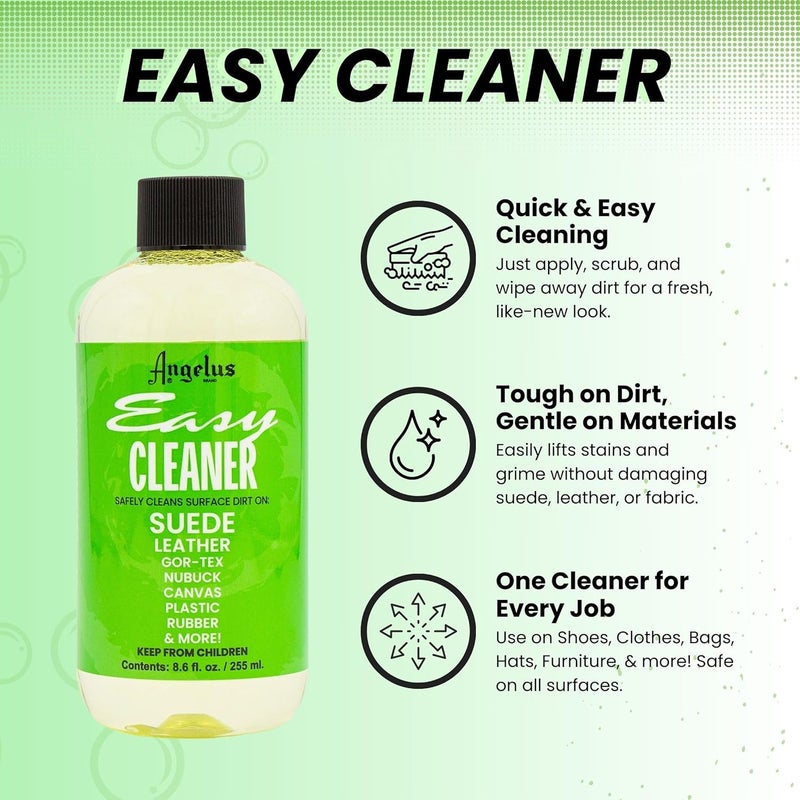 انجيلوس منظف الأحذية Easy Cleaner - ينظف الأوساخ والشوائب بأمان على جميع أنواع الأقمشة - رائع للأحذية، المعاطف، السترات، القماش، الفينيل والمزيد - 8.6 أونصة (عبوتان) - Image 2
