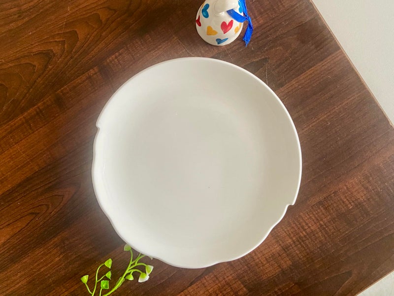 ALTAICA Porcelain White Ceramic Platter Appetizer Plate Tray for Serving Snacks, Salad Pizza, Parantha, Perfect for Modern Kitchen- Size 20x20x2 cm - Image 2