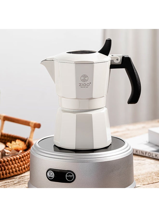 Zigo Dual-valve Moka Pot Coffee Maker For Home Use, Italian-style Coffee Pot With 2 Cups Capacity, Dual-valve 2-cup White - Image 2