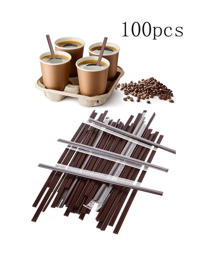 YJ Coffee Stir Sticks Individual Wrapped, Disposable Coffee Straw Three-hole Design Stirring Rod Tea Beverage Stirrers Individually Hot Drinks For Party BBQ Camping Resturant, 100PCS 180MM - Image 1