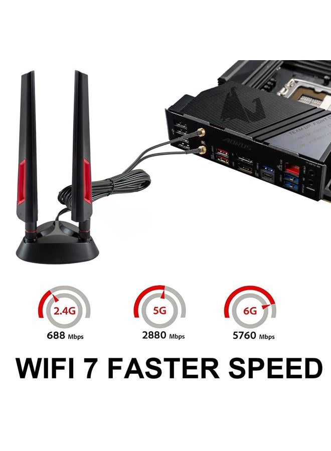 eifagur هوائي ألعاب مغناطيسي ثلاثي النطاق 9dBi WiFi 7 مع موصل جديد (ليس RP-SMA لـ ASUS ROG Strix X870E-E X870-A X870-Plus B650-Plus ASUS Prime TUF Gaming PC سطح المكتب لوحة الأم للألعاب) - Image 5