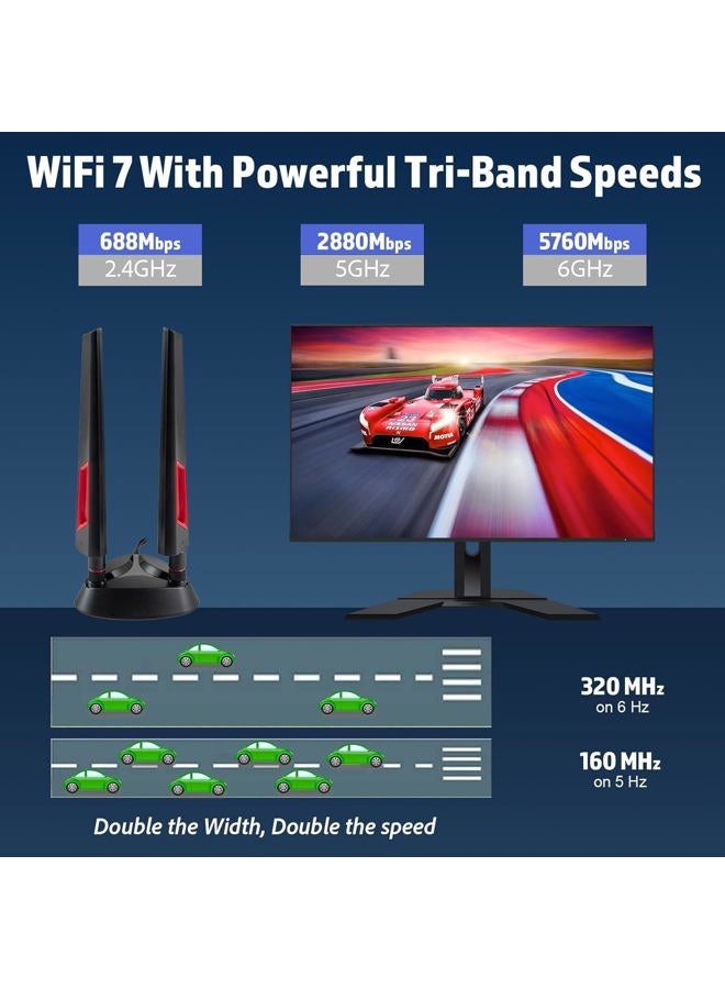 eifagur هوائي ألعاب مغناطيسي ثلاثي النطاق 9dBi WiFi 7 مع موصل جديد (ليس RP-SMA لـ ASUS ROG Strix X870E-E X870-A X870-Plus B650-Plus ASUS Prime TUF Gaming PC سطح المكتب لوحة الأم للألعاب) - Image 3