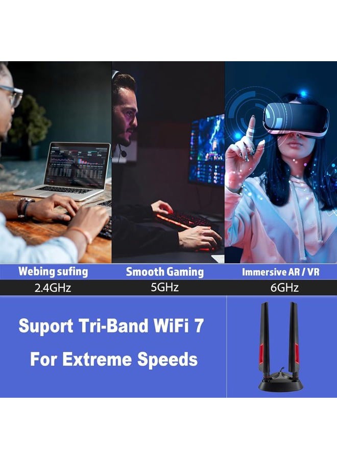 eifagur هوائي ألعاب مغناطيسي ثلاثي النطاق 9dBi WiFi 7 مع موصل جديد (ليس RP-SMA لـ ASUS ROG Strix X870E-E X870-A X870-Plus B650-Plus ASUS Prime TUF Gaming PC سطح المكتب لوحة الأم للألعاب) - Image 4