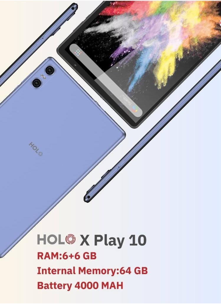 HOLO - Tablet X Play 10 H3 10.1-inch Dual SIM, 64 GB Rom, 12 GB RAM, 4000 mAh, With Cover Blue, 5G LTE - Image 1