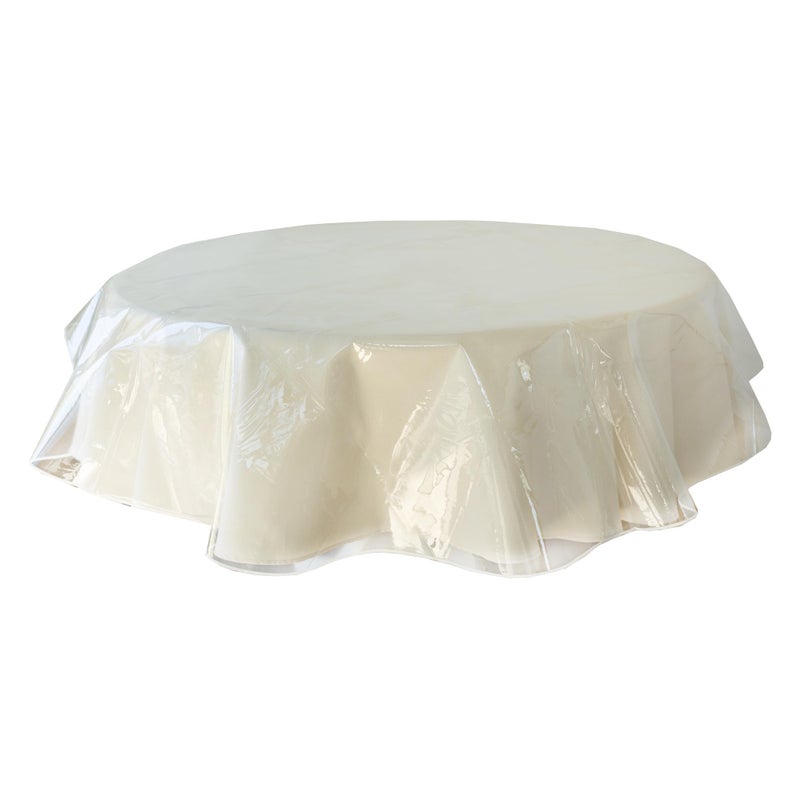 Benson Mills Heavy Duty Crystal Clear Plastic 100% Waterproof Tablecloth Protector, Vinyl PVC Round Table Cloth, Oil Spill Proof Wipe Clean Table Cover for Dining Tables (70" Round) - Image 1