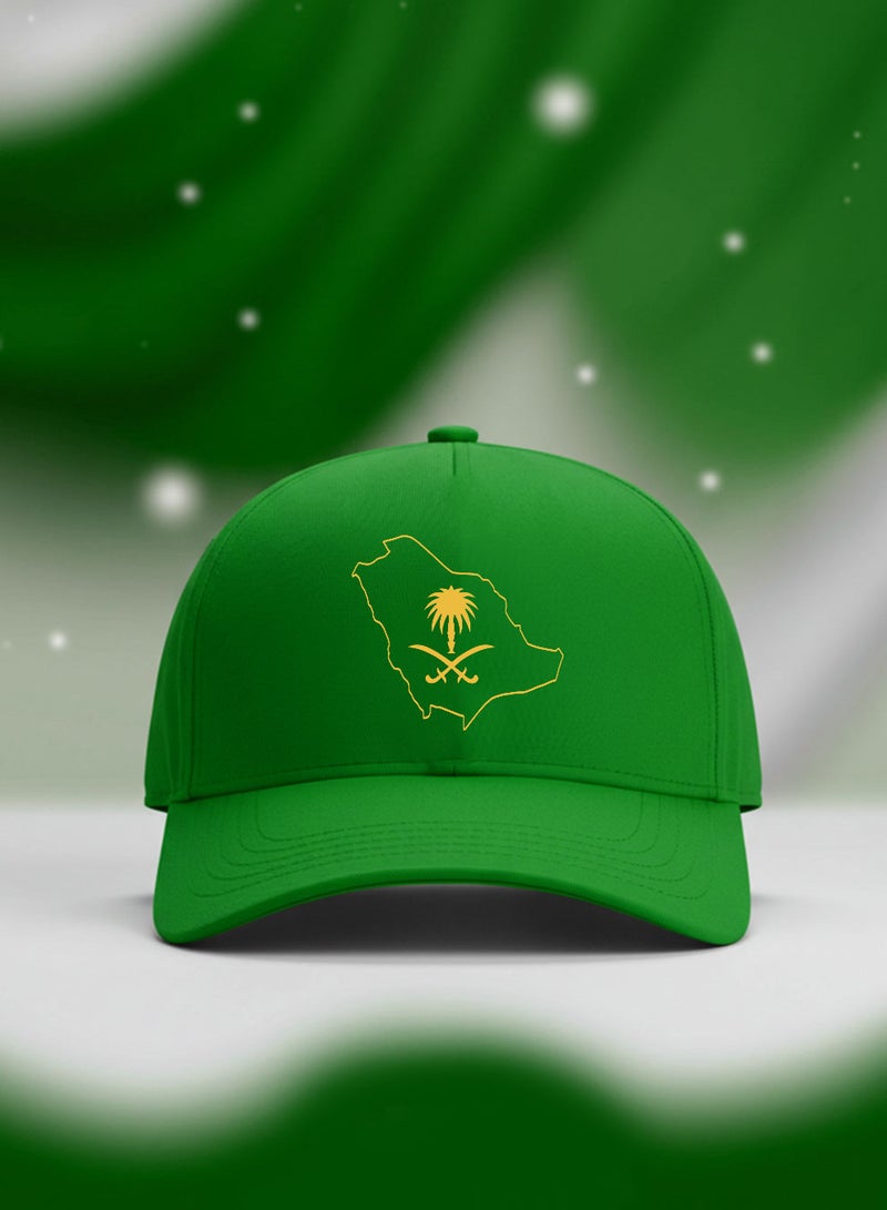 لوحة كاب مصنوع من القطن بتصميم خريطة المملكة لمناسبة اليوم الوطني السعودي وللتعبير عن حب الوطن في كل وقت - Image 1