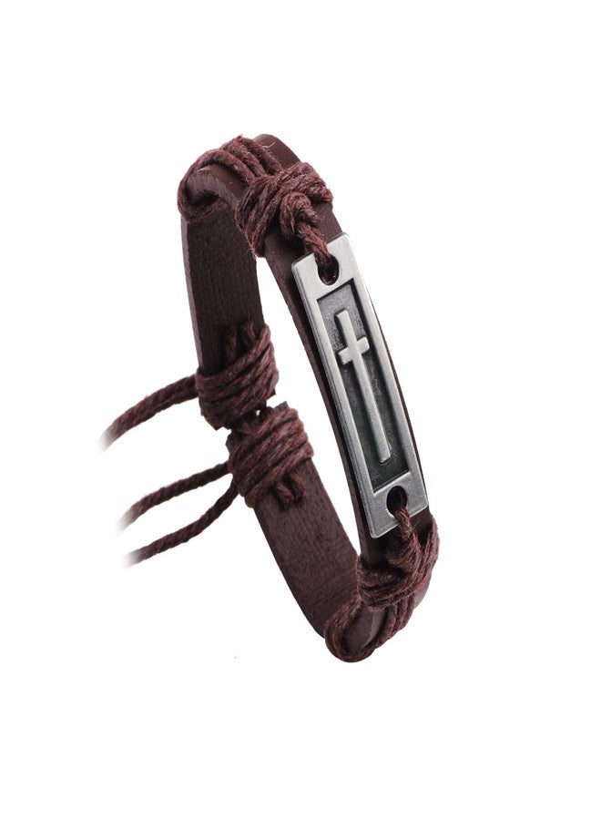 FORUBUS WWJD Leather Bracelet, Religious What Would Jesus Do Strand Bracelet for Women Men Religious Guide Gift, Go to Church Pray Baptism Jewelry - Image 1