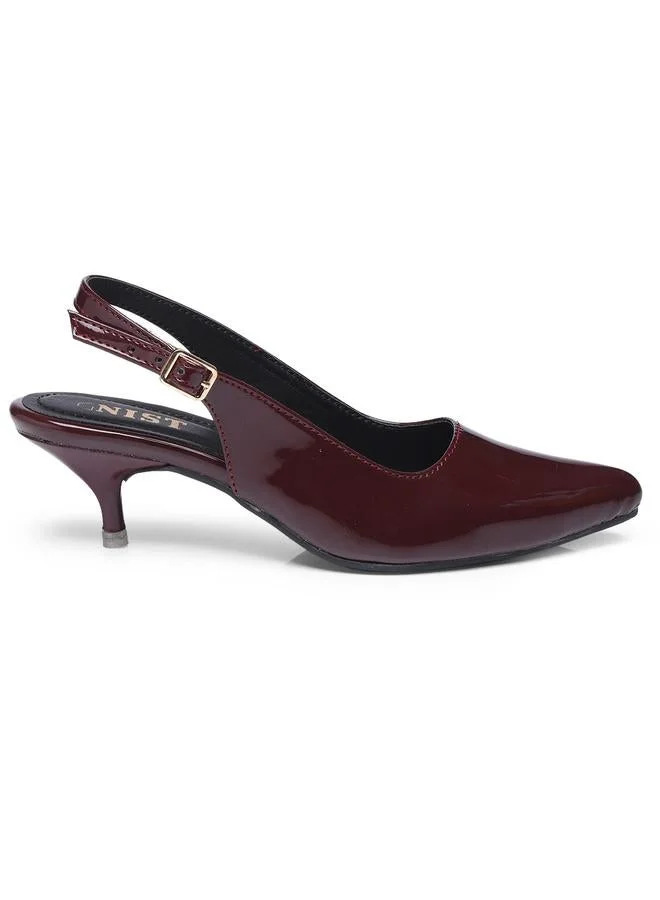 GNIST GNIST Plain Pointed Toe Kitten Heel Slingback Shoes
