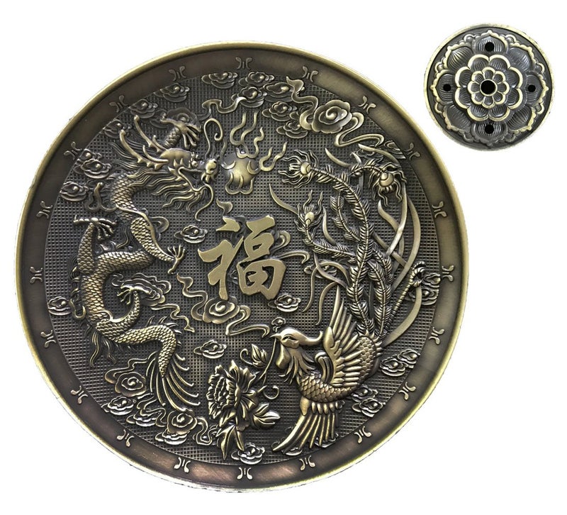 OTOFY Exquisite Tibet Buddha Eight Treasures Incense Burner Holder Incense Cones/Stick/Coil Incense Holders Home Decor Gift (Dragon Phoenix) - Image 1