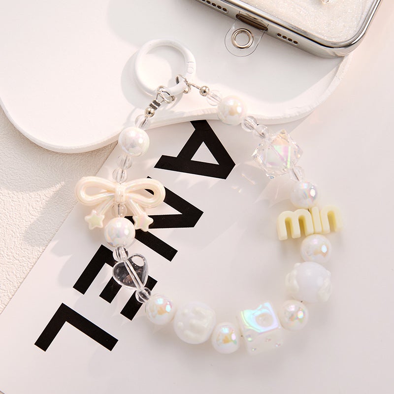 New Xiaohongshu Same Style Min Letter Beaded Mobile Phone Chain Keychain Pendant Bag Small Accessories Small Gifts Wholesale - Image 5