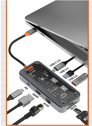 Transparent 8-in-1 USB-C Hub – HDMI, RJ45 Ethernet, USB 3.0/2.0, SD/TF, PD Charging | Compact Laptop Dock - pzsku/Z0BE12A13488E0D29EA37Z/45/1746436159/8c77f8ce-823b-4349-9cbd-4050b138ff98