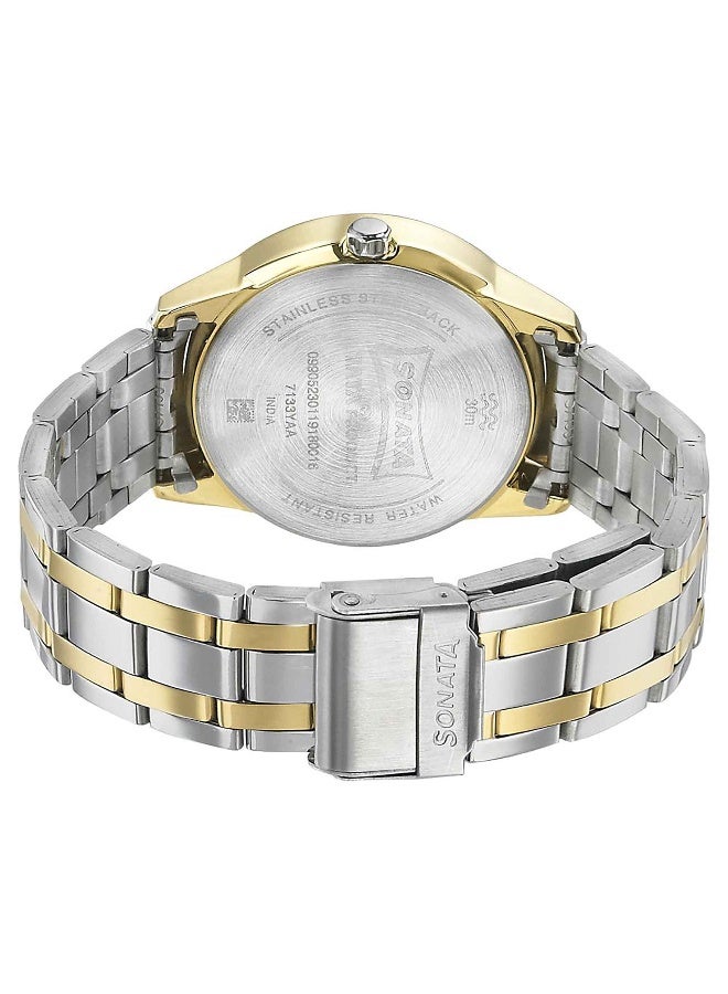 Sonata Quartz Analog with Day and Date Silver Dial Bimetal Strap Watch for Men - Image 4