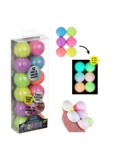 Expressions 12Pc Value Pack Squeeze Balls In Glow In The Dark Colors Fidget Toy Stress Balls For Adults And Kids Anxiety Relief Items To Squish Squeeze Throw And Stick Fidgets For Kids  - Image 1