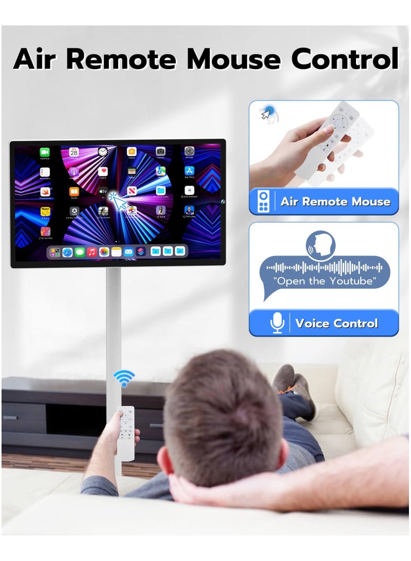 جهاز لوحي محمول بشاشة لمس مقاس 24 بوصة مع حامل بعجلات، شاشة لمس لاسلكية ذكية قابلة للتحرك، بطارية 8000 مللي أمبير/ساعة، ذاكرة وصول عشوائي (RAM) سعة 8 جيجابايت + ذاكرة تخزين داخلية سعة 128 جيجابايت - Image 3