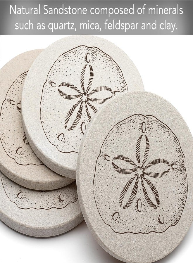 Counterart Thirstystone Sand Dollar 4 Pack Round Natural Sandstone Coasters with Protective Cork Backing Manufactured in The USA - Image 3
