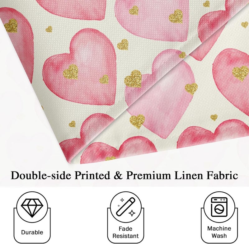 Farg Mothers Day Placemats Pink Hearts Place mats Set of 4 Washable Valentines Placemat 12 x 18 Inches Anniversary Wedding Holiday Seasonal Dining Table Mats Indoor for Kitchen Table - Image 3