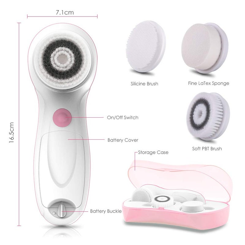 TOUCHBeauty Facial Cleansing & Exfoliator Brush Set with Travel Case 3 Professional Cleansing Brush Heads for Oil/Sensitive/Combination Skin |Waterproof, Dual Speed - Image 4