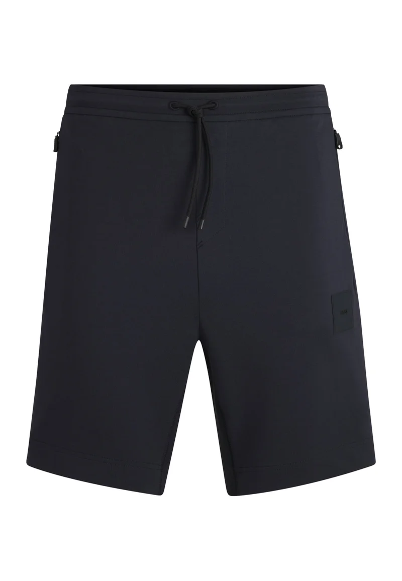 BOSS Dark Blue Cotton-blend shorts with logo badge for Men | Best Price UAE