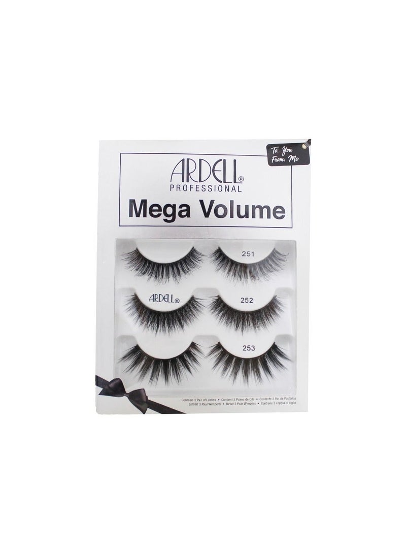 أرديل مجموعة الرموش الصناعية من Ardell Mega Volume المكونة من 3 قطع - إصدار العطلات، مظهر عيون درامي