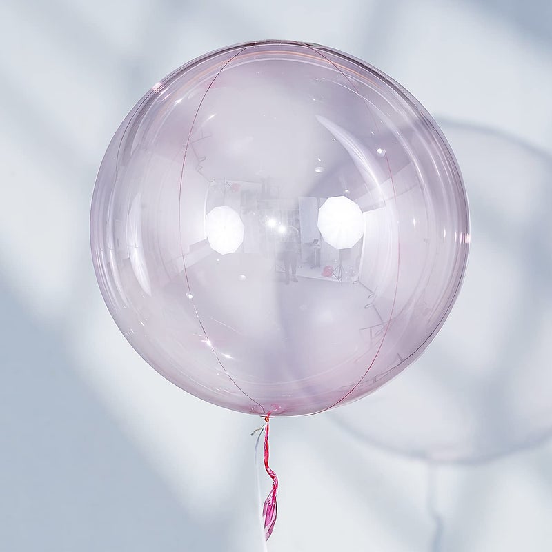 Efay Pink Clear Balloons for Stuffing 15Pcs 24inch Pre Stretched Large Stuffable Bobo Balloons Crystal Transparent Bubble Balloons for Party Decoration 15Pcs Pink - Image 3