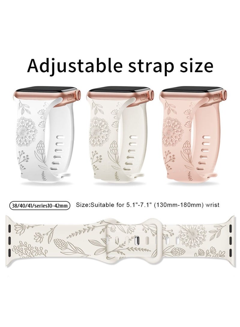 إكس ليفيل مجموعة من 3 أساور متوافقة مع سوار ساعة أبل 41/38/40 مم، سوار رياضي بديل من السيليكون القابل للتهوية بنقشة زهور، ناعم ولطيف، مناسب لساعات أبل سلسلة 11/10/9/8/7/6/5/4/3/2/1 SE Ultra - Image 1