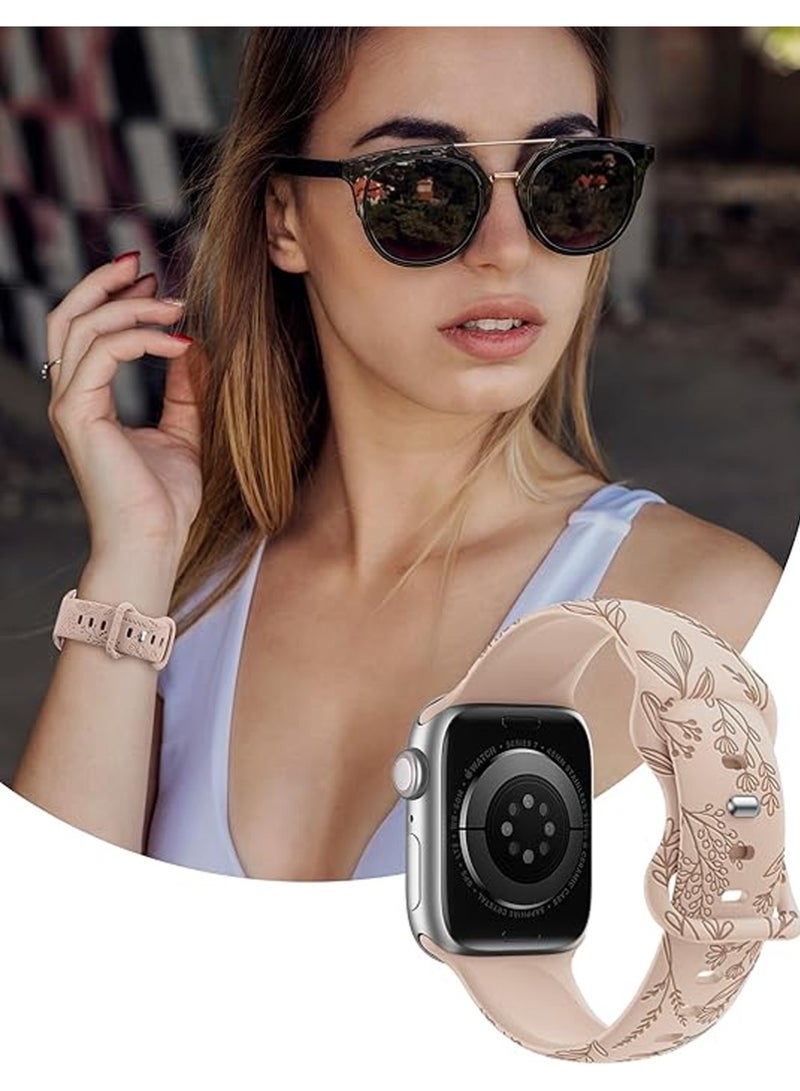 إكس ليفيل مجموعة من 3 أساور متوافقة مع سوار ساعة أبل 41/38/40 مم، سوار رياضي بديل من السيليكون القابل للتهوية بنقشة زهور، ناعم ولطيف، مناسب لساعات أبل سلسلة 11/10/9/8/7/6/5/4/3/2/1 SE Ultra - Image 4