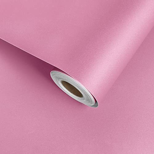 STICKEEP Matte Pink Contact Paper Peel and Stick Wallpaper for Girls Bedroom Self Adhesive Pink Wallpaper for Countertops Dresser Table Kitchen Cabinets Drawers Apartments Living Room 1575 x 80 - Image 1