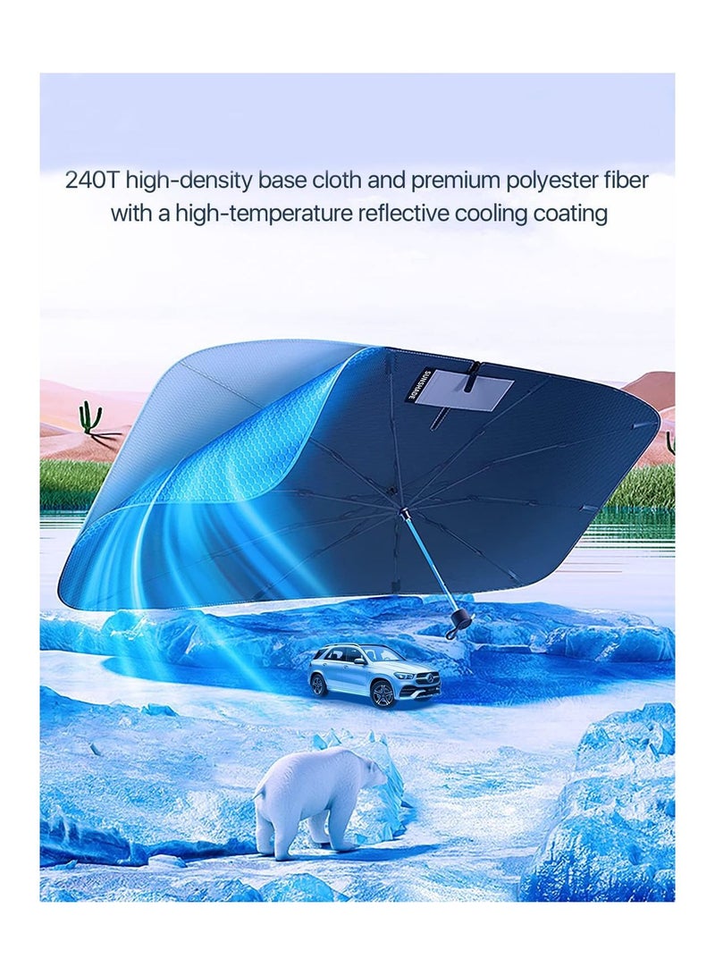 general Car Windshield Sun Shade Umbrella, [2026 Upgraded] Retractable Sun Shades for Front Window Car Accessories Block UV Rays Heat, Full Fit Zipper for Rear Mirror, Keep Cool Protect Interior - Image 3