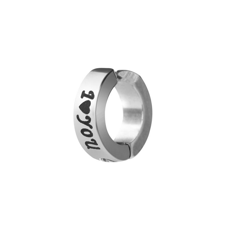Titanium Steel Ear Cuff Unisex Simple Elegant X073-J(ILoveU steel color) single