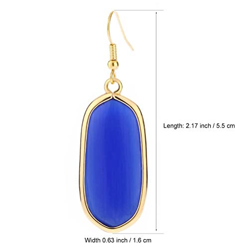 BaubleStar Natural Crystal Healing Stone Drop Earrings Blue Opal Jasper Gemstone Quartz Oval Dangle Earrings 14K Gold Plated Fashion Jewelry for Women - Image 4