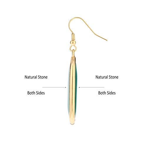 BaubleStar Natural Crystal Healing Stone Drop Earrings Blue Opal Jasper Gemstone Quartz Oval Dangle Earrings 14K Gold Plated Fashion Jewelry for Women - Image 5