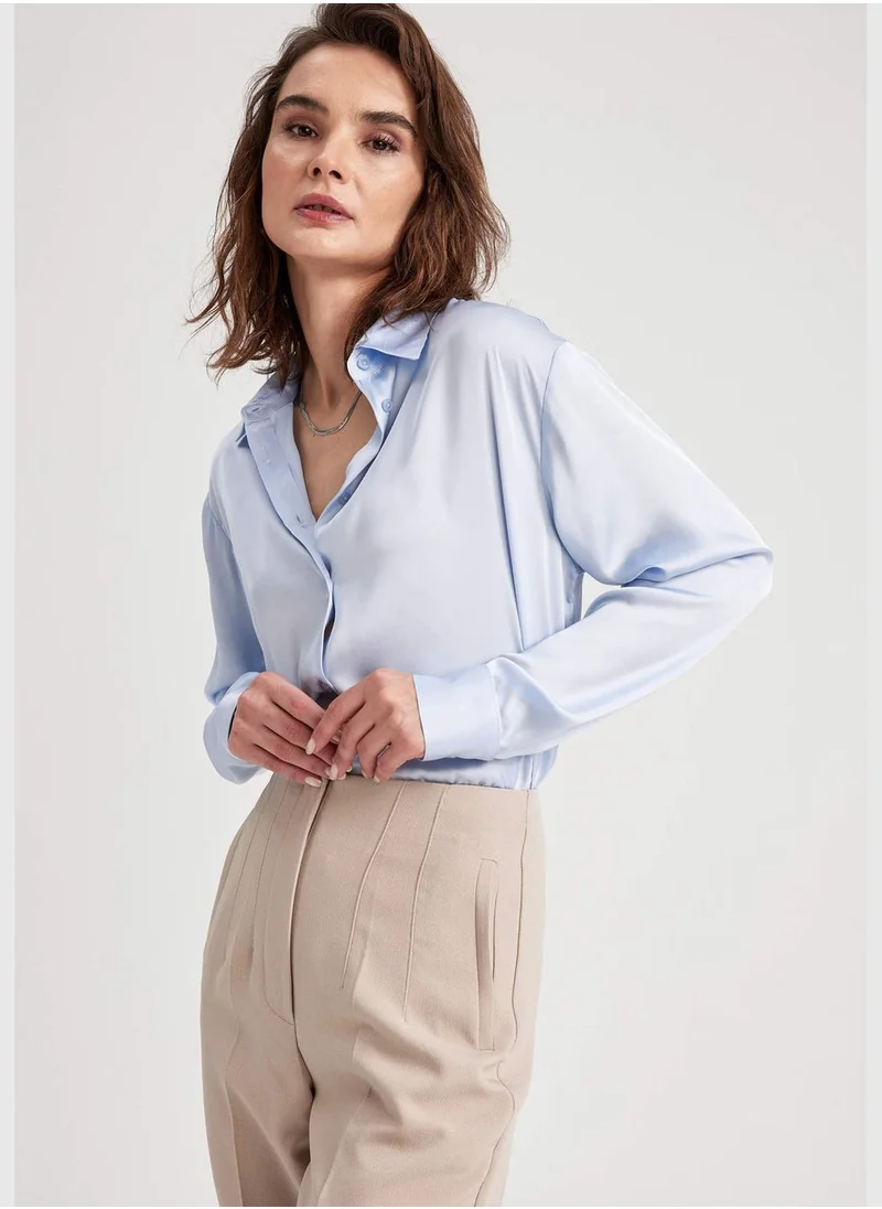 ديفاكتو Woman Woven Long Sleeve Shirt
