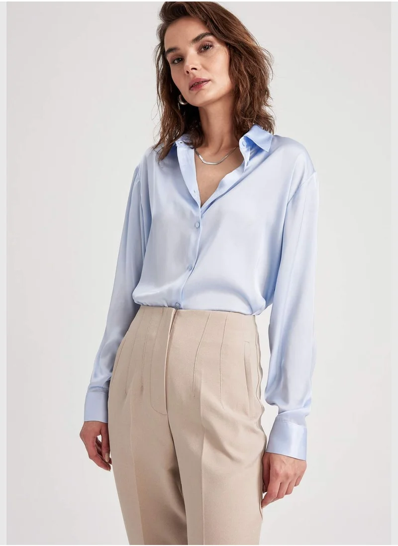 ديفاكتو Woman Woven Long Sleeve Shirt