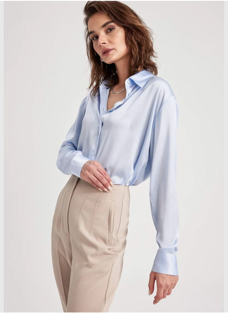 ديفاكتو Woman Woven Long Sleeve Shirt