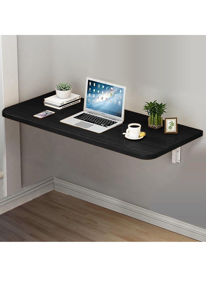VITION Computer Wall Mount Stand Folding Wall-Mounted Drop-Leaf Table, Metal Folding Shelf Bench Table Bracket (40 X 80cm) Black - Image 1