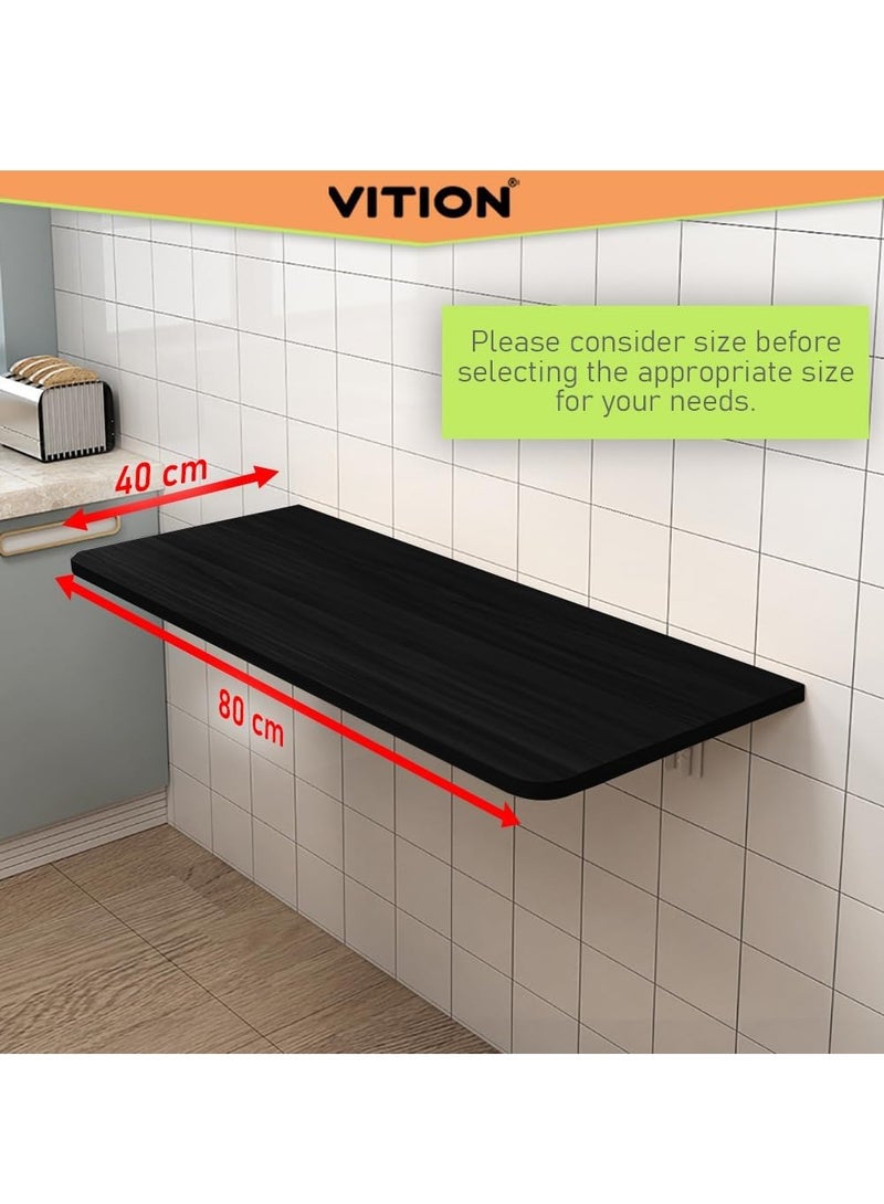 VITION Computer Wall Mount Stand Folding Wall-Mounted Drop-Leaf Table, Metal Folding Shelf Bench Table Bracket (40 X 80cm) Black - Image 2