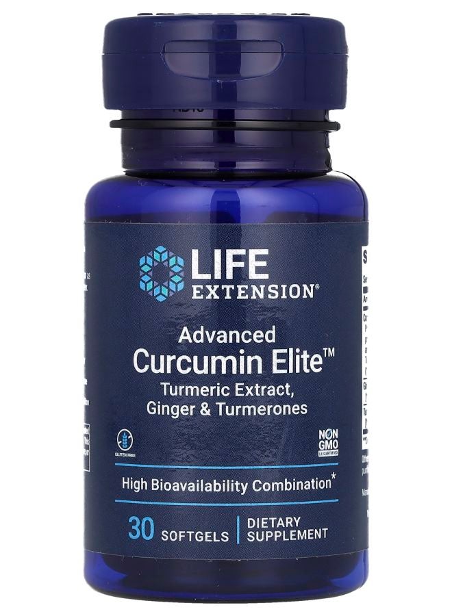 Advanced Curcumin Elite Turmeric Extract Ginger & Turmerones 30 Softgels