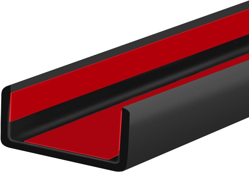 Protalwell Rubber Edge Trim, 1-3/4 inch (45mm) Wide U Channel Edge Trim, Big Size U Shaped Trim, Self Adhesive Edge Banding for Plywood, Woods,Interior Doors, Countertop, Length 20Ft, Black - Image 1