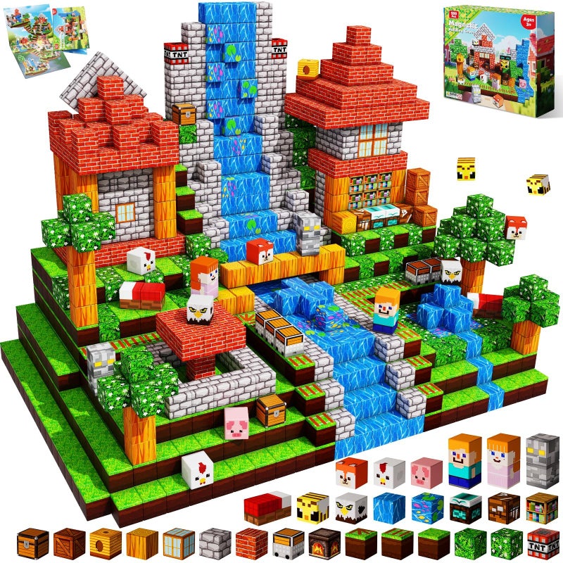 Annexfun 200 PCS Magnetic Blocks Magnetic Building Blocks Stacking Magnets for Kids Sensory Toy for STEM Montessori Sensory Toys for Kids 3 Boys and Girls Christmas Birthday Gifts - Image 2