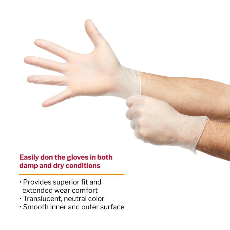 McKesson Confiderm Vinyl Standard Cuff Length Exam Glove, Large, Clear - Image 2