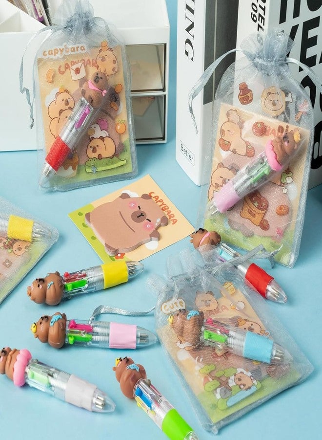 Climberty® Cartoon Capybara Stationery Gift Set with Multicolor Ballpoint Pens, Sticky Notes, Cute Stickers & Drawstring Bag, School Office Supplies, Christmas Gifts for Students and Friends - Image 4