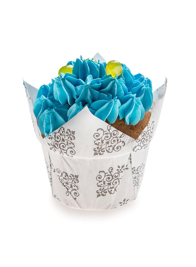 Restaurantware-Panificio 1.2 Ounce Baking Cups, 200 Tulip Cupcake Liners - Oven-Ready, Freezable, Black And White Paper Muffin Cases, Disposable, Vintage Floral, For Wedding Parties, Baby Showers - Image 2