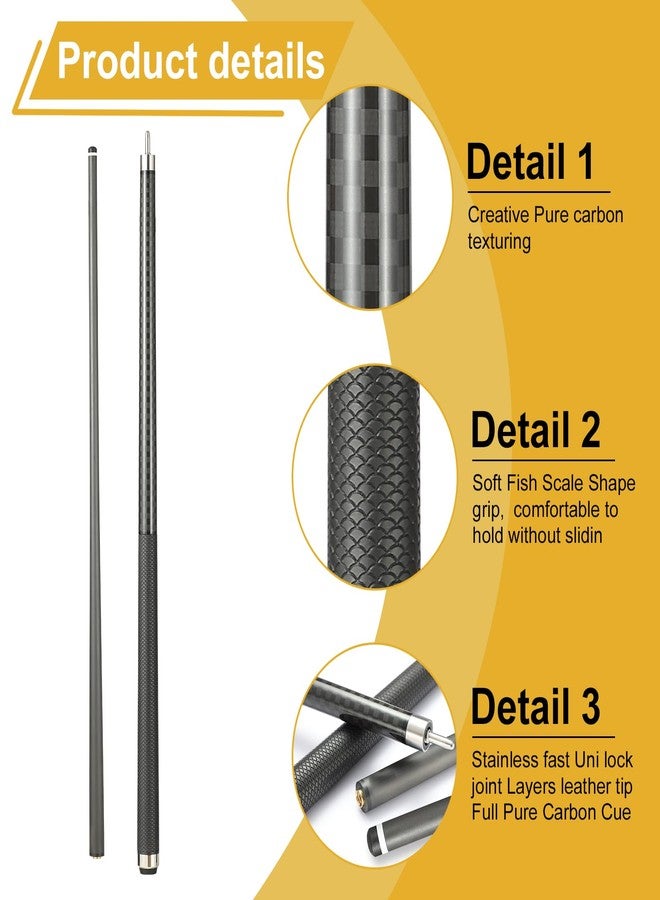 GAMESUN Carbon Fiber Pool Cue Stick, 58" Pool Table Sticks, 12.5mm Tip Billiard Carbon Fiber cue, Weight 20OZ Carbon Cue Stick, - Image 3