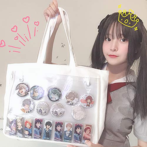 AlwaySky Ita Tote Bag Clear Window for Pins Shoulder Handbag DIY, Cosplay Stachel White - Image 4
