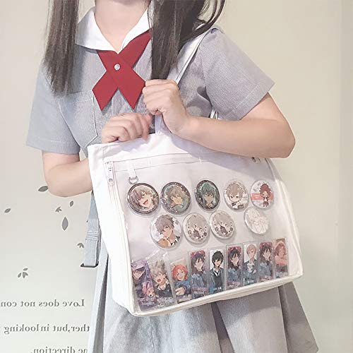 AlwaySky Ita Tote Bag Clear Window for Pins Shoulder Handbag DIY, Cosplay Stachel White - Image 5