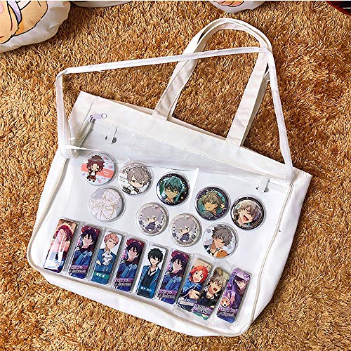 AlwaySky Ita Tote Bag Clear Window for Pins Shoulder Handbag DIY, Cosplay Stachel White - Image 2